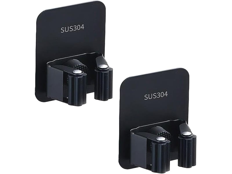  Lot de 2 supports muraux pour balai en acier inoxydable, auto-adhésifs, solution de rangement pour cuisine, garage, jardin et salle de bain (noir CSLJY-LIEN0002541CSLJY - Conforama A