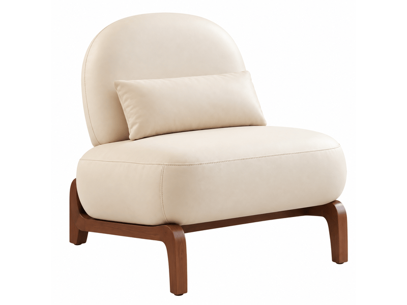  Fauteuil d’appoint en simili avec coussin moelleux et pieds en bois massif, sans accoudoirs  - Conforama A