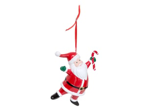 Suspension de sapin père noël joyeux en résine rouge 13 cm