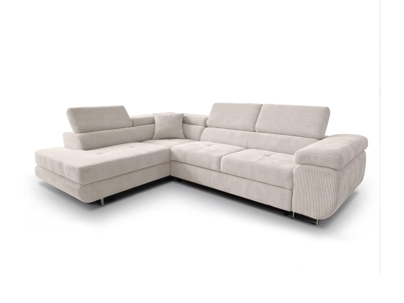 Canapé d'angle konak 276 cm avec coffre et têtières – crème Konak - Conforama A