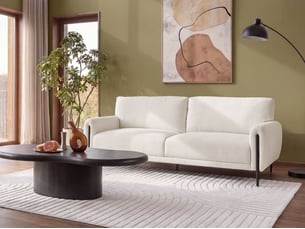 Canapé droit fixe <strong></strong> <strong></strong> 3 places Tissu blanc avec coffre de rangement
