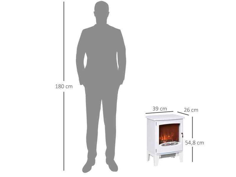  Cheminée électrique led 39x26x54,8 cm effet de flammes en métal blanc  - Conforama E