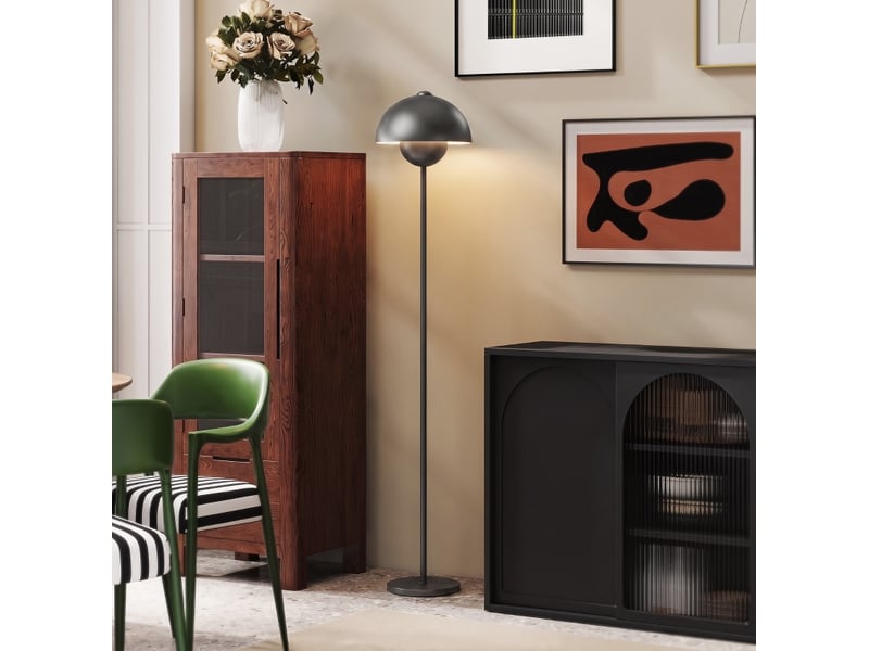  Lampadaire 30x155 cm interrupteur au pied métal gris  - Conforama B