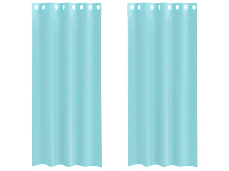  Lot de 2 rideaux en voile, voilages avec œillets turquoise cf44426  - Conforama A