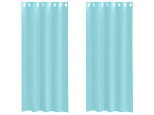 Lot de 2 rideaux en voile, voilages avec œillets turquoise cf44426