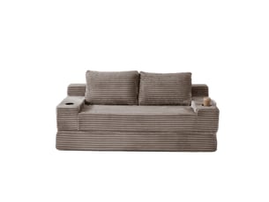 Canapé droit compressé convertible <strong>BIQZUYA</strong> <strong></strong> 2 places Velours côtelé Marron