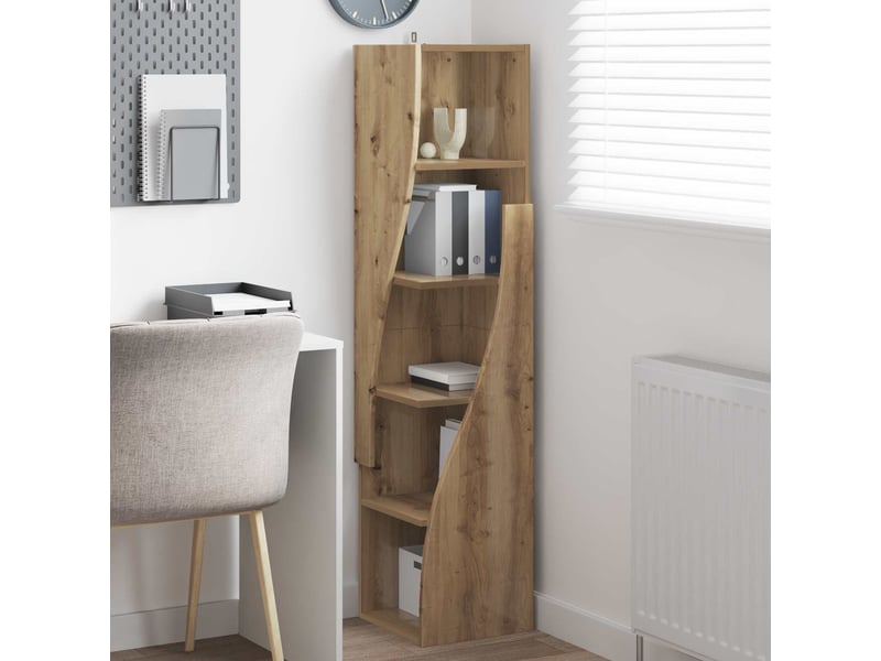  Meuble d'angle, meuble de rangement salon 32x32x140cm bois d'ingénierie chêne artisanal  - Conforama D