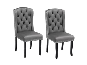 Lot de 2 chaises de salle à manger en velours gris, pieds en chêne
