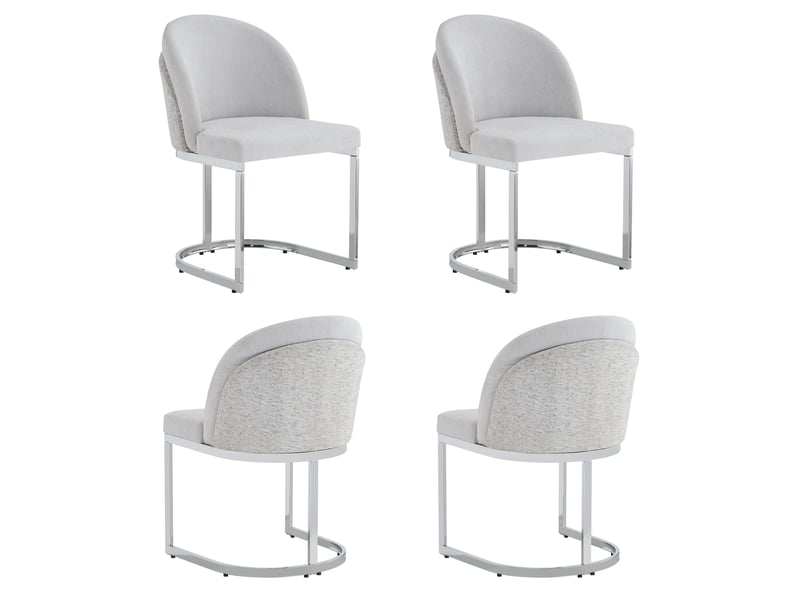  Lot de 4 chaises de salle à manger 58×52x85cm gris et argent, design à double dossier, structure métal, style contemporain  - Conforama A