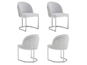 Lot de 4 chaises de salle à manger 58×52x85cm gris et argent, design à double dossier, structure métal, style contemporain