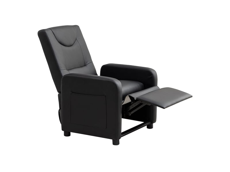 Fauteuil relax inclinable,76,5x67,5x95,5 cm,avec repose-pieds,similicuir,noir  - Conforama D