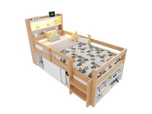 Lit simple 90x200 cm OKMYHOME coloris naturel