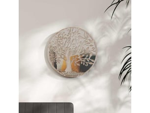 Miroir rond(e) à fixer coloris beige <strong></strong>  <strong></strong> - 40 cm x 40 cm