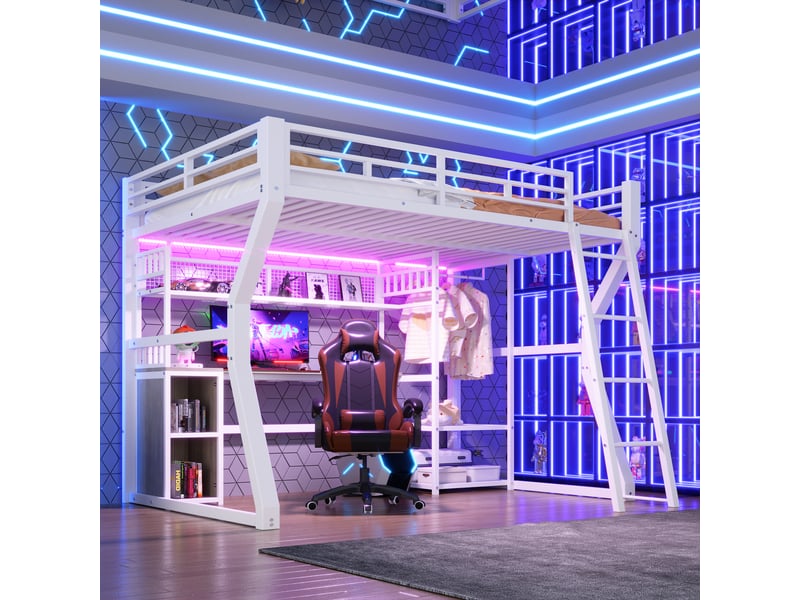 Lit superposé en métal et mdf blanc 140x200 cm - Conforama B