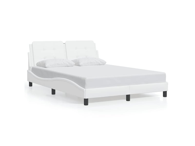  Lit double- lit adulte -  cadre de lit avec led sans matelas zadar blanc 140x190 cm  - Conforama D