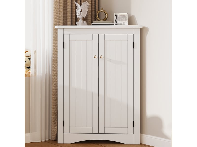  Meuble d'angle 2 portes en mdf 3 niveaux blanc 61.5 x 34.5 x 90 cm  - Conforama E