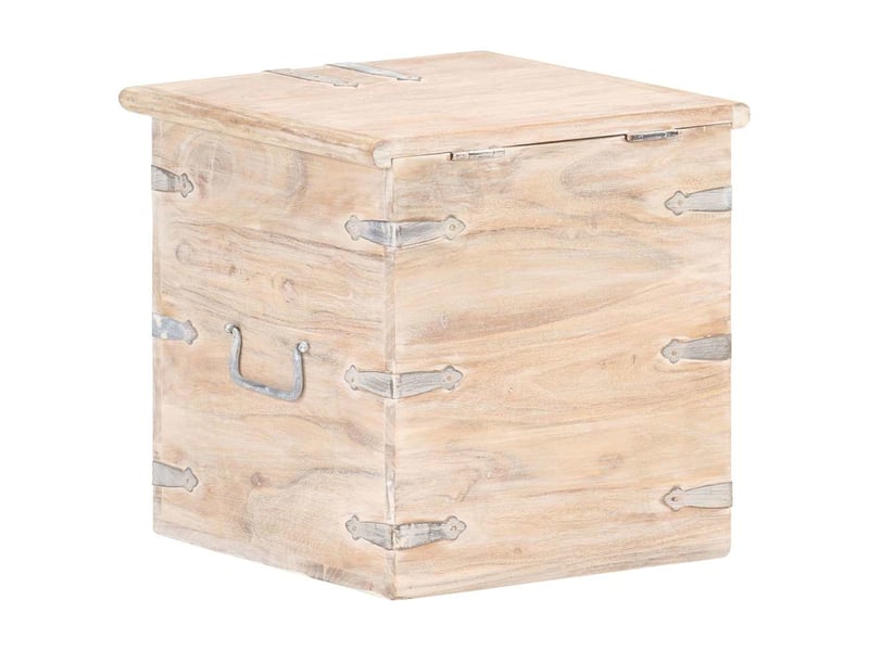  Coffre de rangement 40x40x40 cm bois d'acacia solide shl54901  - Conforama E