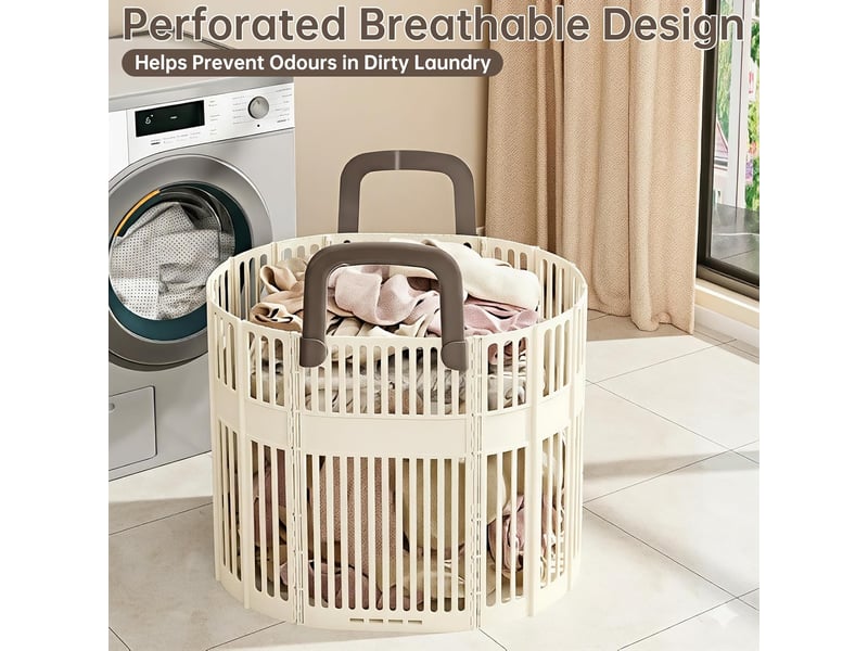 Panier a linge pliable grand, 43l corbeille a linge avec manipuler, panier rangement légère plastique, collapsible laundry basket pour salle de bain - Conforama E