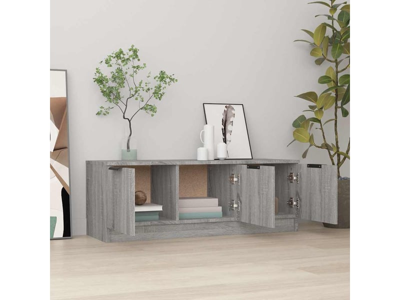  Meuble tv - banc tv - meuble de rangement sonoma gris 102x35x36,5 cm bois d'ingénierie  - Conforama C