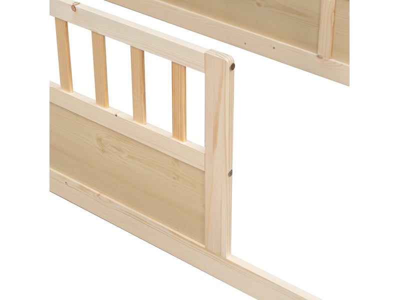  Lit 2 places enfant 2x90x200 cm naturel pin, barrières hautes, accès ouvert pour deux enfants  - Conforama D