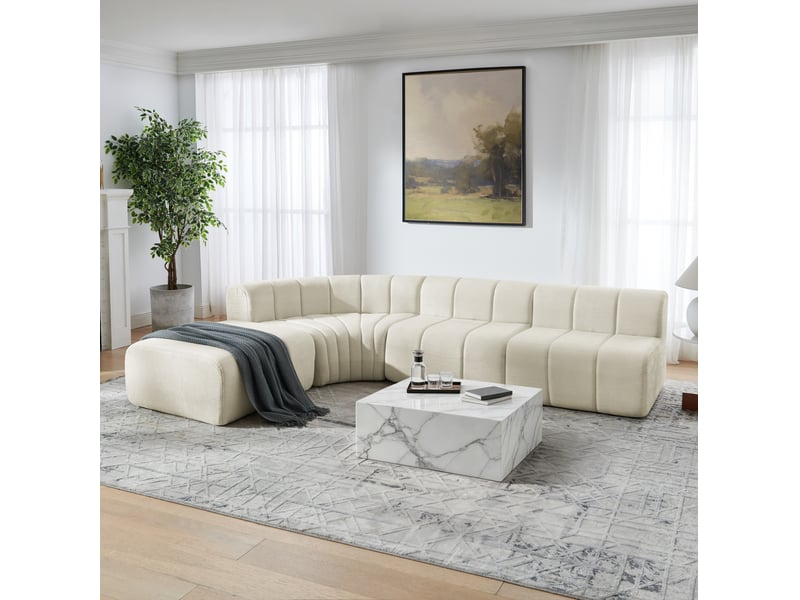 Canapé d'angle modulable 4 places 283x198x64.7 cm avec modules combinables, beige - Conforama E