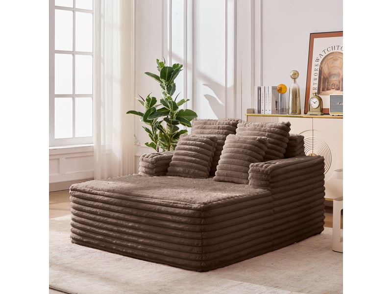 Canapé en fausse fourrure marron 135x128x86 cm avec porte-gobelets intégrés et assise moelleuse - Conforama W