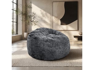 Fauteuil pouf avec dossier haut incurvé et assise profonde, soutien enveloppant pour la détente, en flanelle gris, 100 × 98 × 61 cm