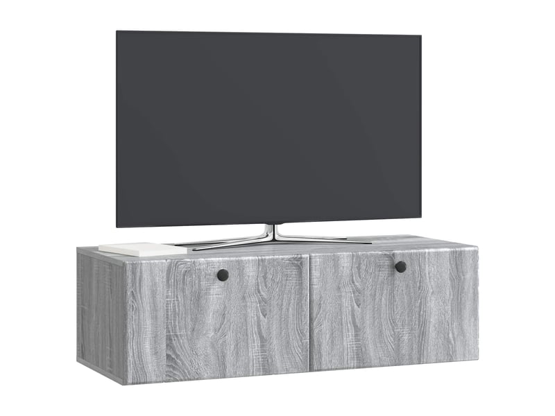  Meuble tv - banc tv - meuble de rangement mural 98 x 41 x 30 cm sonoma gris bois d'ingénierie  - Conforama C