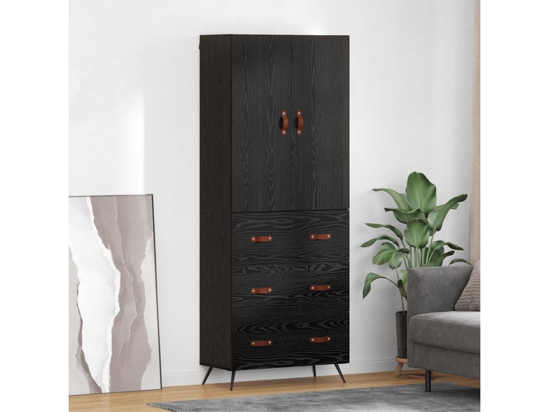  Buffet - haut armoire chêne noir 69,5 x 34 x 180 cm bois d'ingénierie  - Conforama B