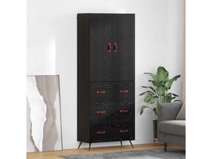 Buffet - haut armoire chêne noir 69,5 x 34 x 180 cm bois d'ingénierie