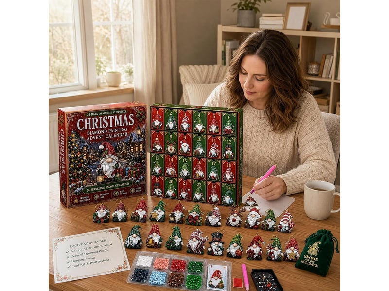  Calendrier de l'avent diamond painting 24 jours – pendentifs gnomes à réaliser soi-même-style 1  - Conforama C