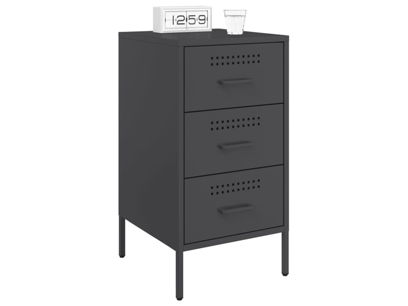  Lot de 2 tables de chevet - cabinet de chevet - table de nuit noir 36x39x68 cm acier  - Conforama B