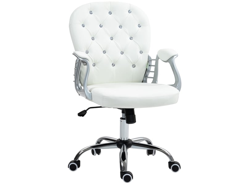  Chaise de bureau ergonomique avec accoudoirs et dossier rembourré, blanche.  - Conforama B