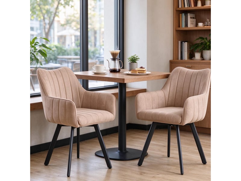  Chaise de salle à manger - chaises pivotantes modernes, lot de 2 chaises rembourrées pivotantes à 360 degrés, kaki  - Conforama W