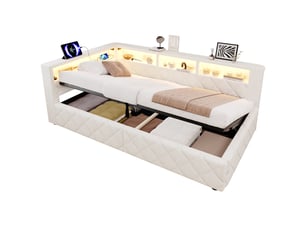 Lit banquette 90x200 cm <strong>MODERNLUXE</strong>  <strong></strong> coloris beige