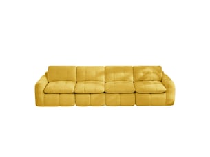 Canapé 4 places - 334 x 97 x 68 cm - canapé modulable en chenille avec assise profonde et coussins - jaune