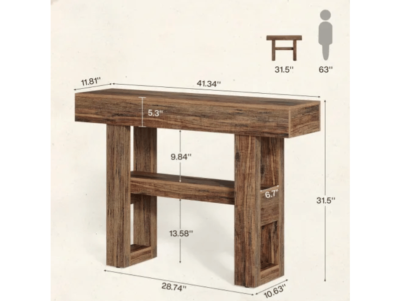  Console 105x30x80 cm à 2 niveaux mdf marron  - Conforama C