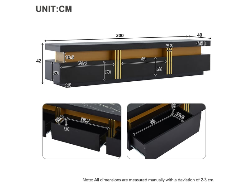  Ensemble salon meuble tv et table basse avec rangement, style moderne  - Conforama C