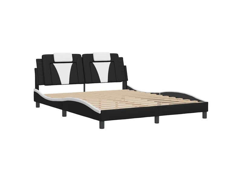  Lit double- lit adulte -  cadre de lit viana sans matelas noir et blanc 160x200 cm similicuir  - Conforama B