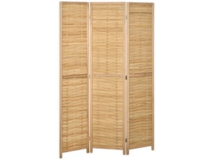 Paravent 3 panneaux pliable en bambou naturel 120x170 cm, séparateur de pièce et brise-vue