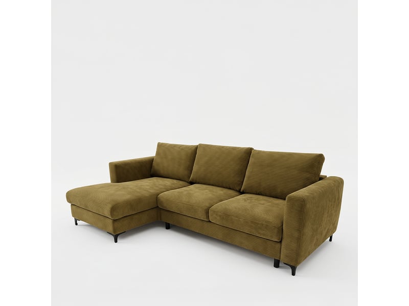  Canapé d'angle droit convertible - 4 places - velours côtelé - fiesole - vert olive 3CA52.CA.4AC.G.04 - Conforama E
