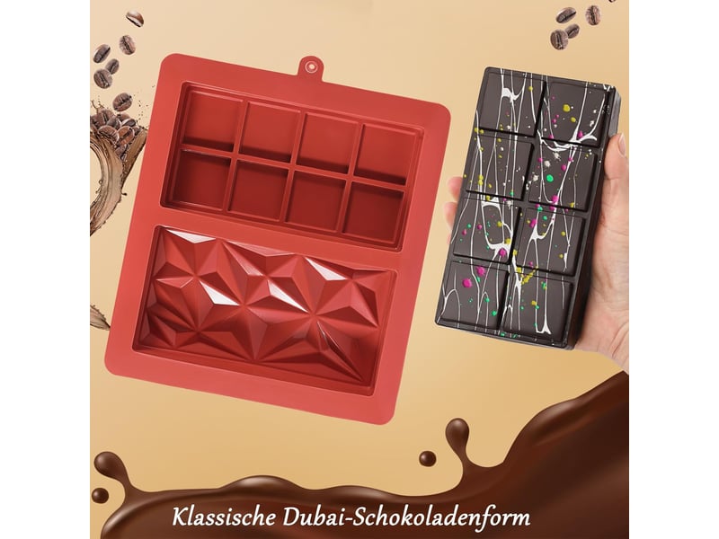  Lot de 2 moules à chocolat en silicone, moules profonds 2 en 1, moules rectangulaires, de qualité alimentaire, résistants aux hautes températures  - Conforama B