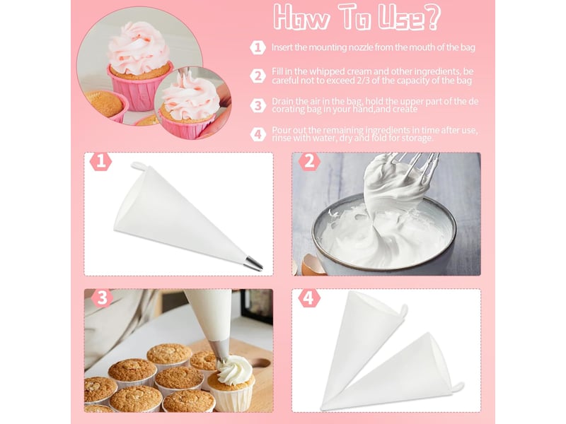  6 kit poche a douille reutilisable,kit de pâtisserie pour la décoration de gâteaux,poches à douille et douilles,poches à douille professionnelles,pour  - Conforama D