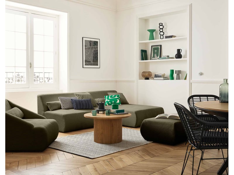 Onyx - canapé modulable d'angle réversible 4 places - en velours côtelé - lisa design - vert ONYX - Conforama D