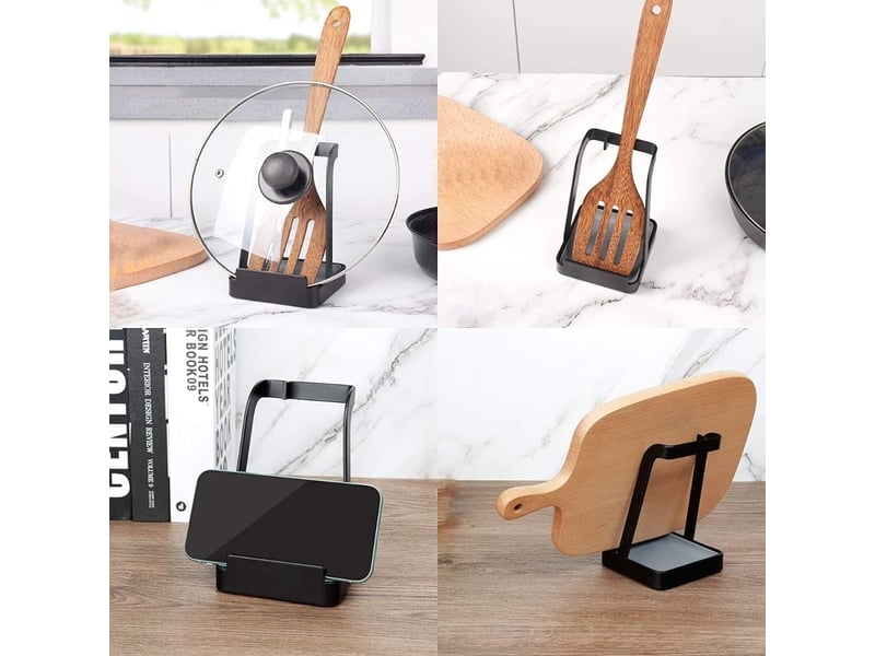  (noir) support polyvalent pour couvercles de casseroles et cuillères de cuisine - acier - pour couvercles de casseroles, cuillères de cuisine, spatule  - Conforama C