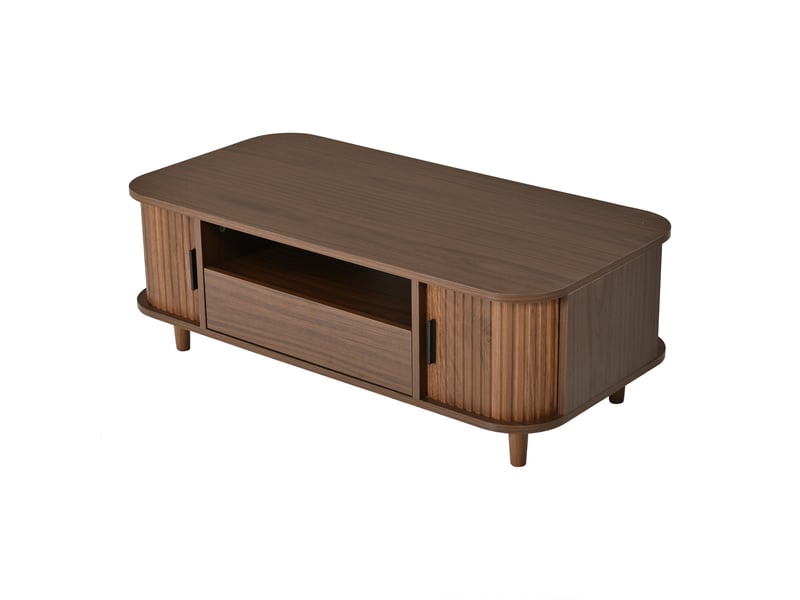 Table basse 100x50x35 cm - grand rangement - portes vitrées - 1 tiroir - 2 portes - mdf - usage quotidien - design moderne - table de salon - noir CozyNest - Conforama A