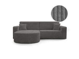 Canapé d'angle réversible convertible LOUNGITUDE KIARA 4 places Velours côtelé Gris foncé