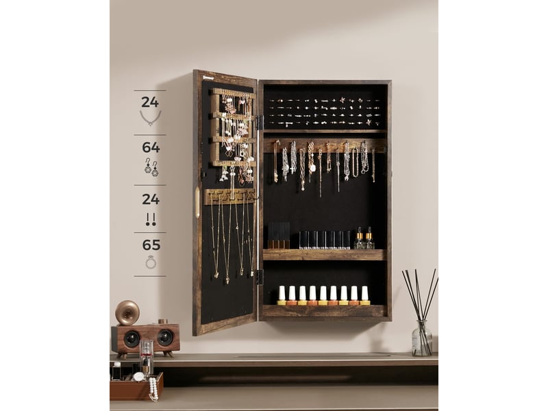  Miroir-armoire à bijoux mural oskar en bois rustique  - Conforama D