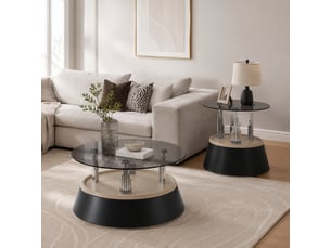 Table basse ovale coloris noir <strong>HAUSS SPOLE</strong> <strong></strong> - 60 cmx50 cm