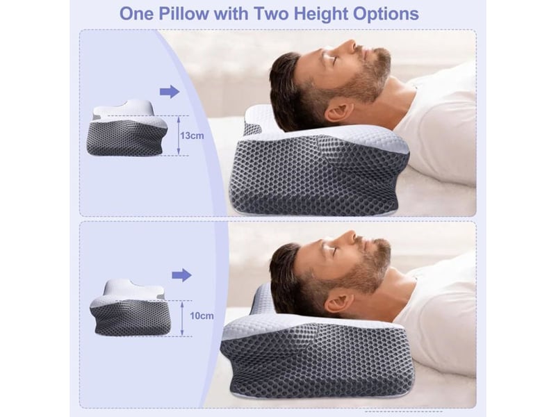  Oreiller cervical ergonomique en mousse a memoire de forme 60x34 cm soutien cannelure 10 13 cm 414350_AAAMF13758_6_DROPFR - Conforama C